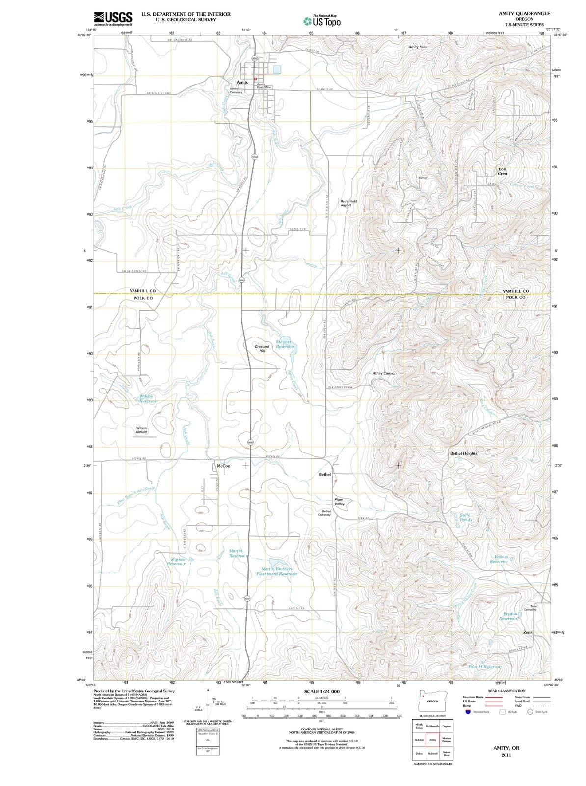2011 Amity, OR - Oregon - USGS Topographic Map