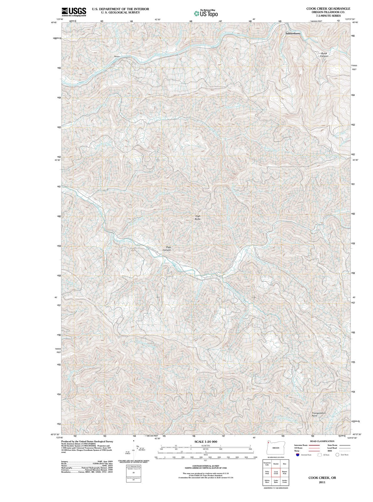 2011 Cook Creek, OR - Oregon - USGS Topographic Map