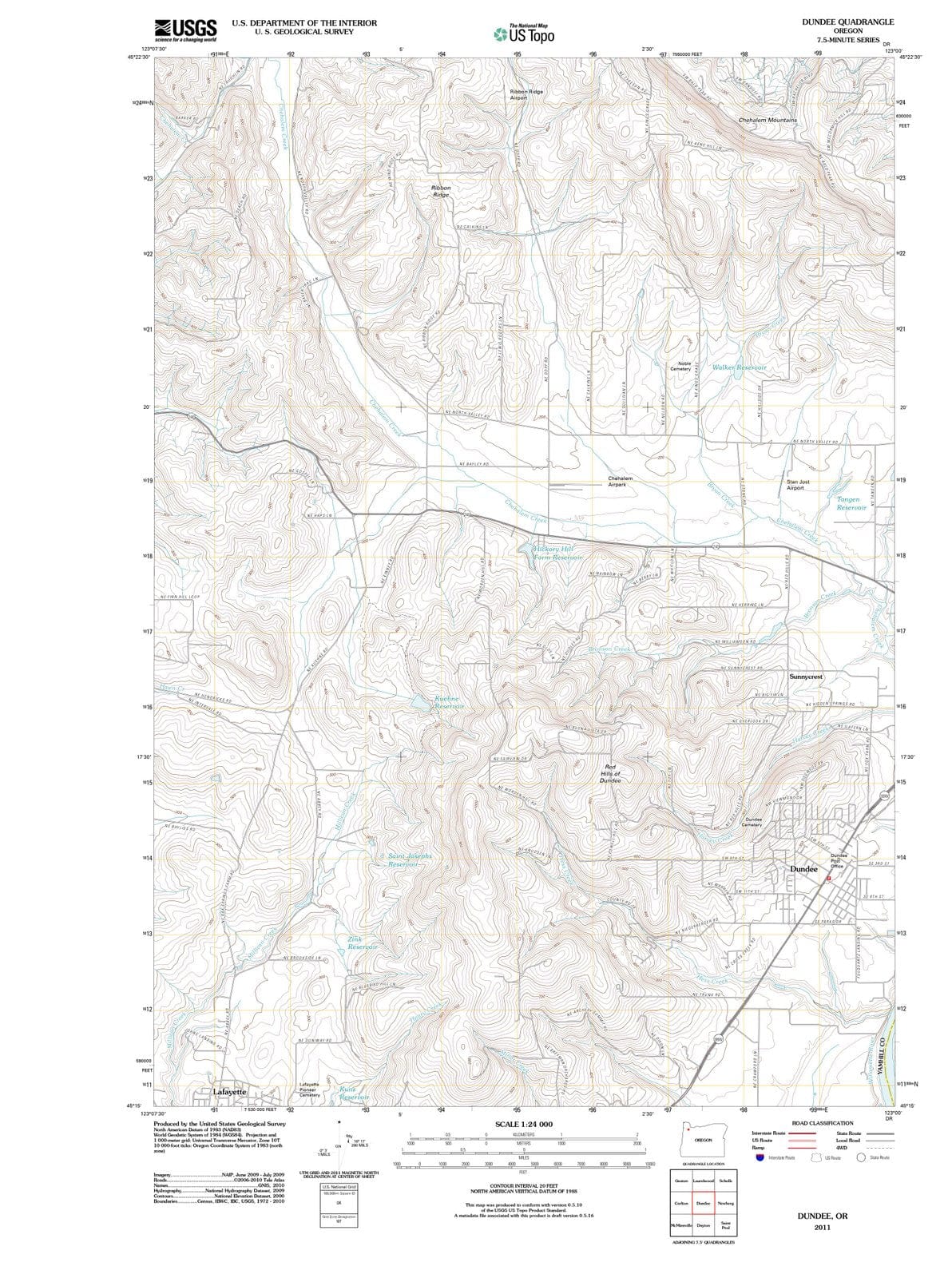 2011 Dundee, OR - Oregon - USGS Topographic Map