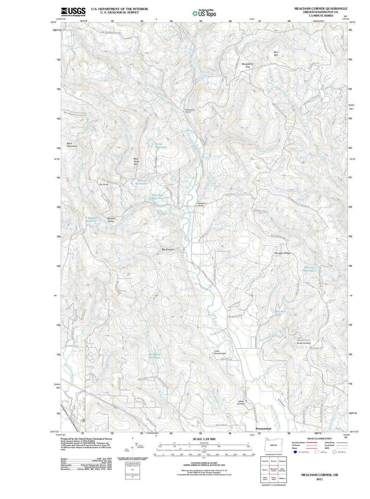 2011 Meacham Corner, OR - Oregon - USGS Topographic Map