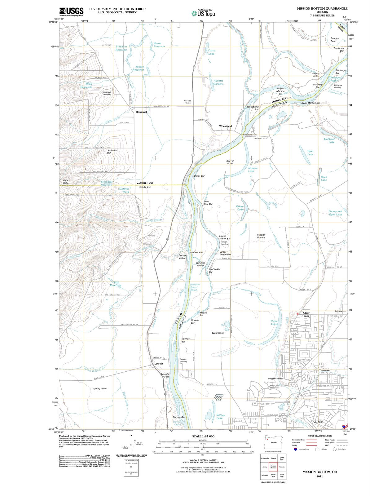 2011 Mission Bottom, OR - Oregon - USGS Topographic Map