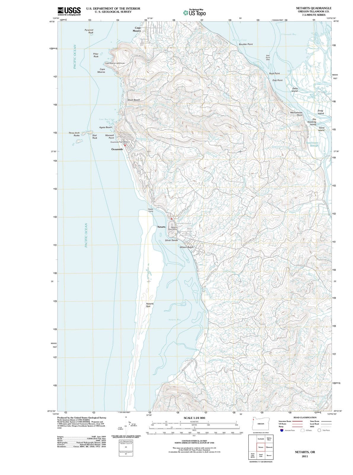 2011 Netarts, OR - Oregon - USGS Topographic Map