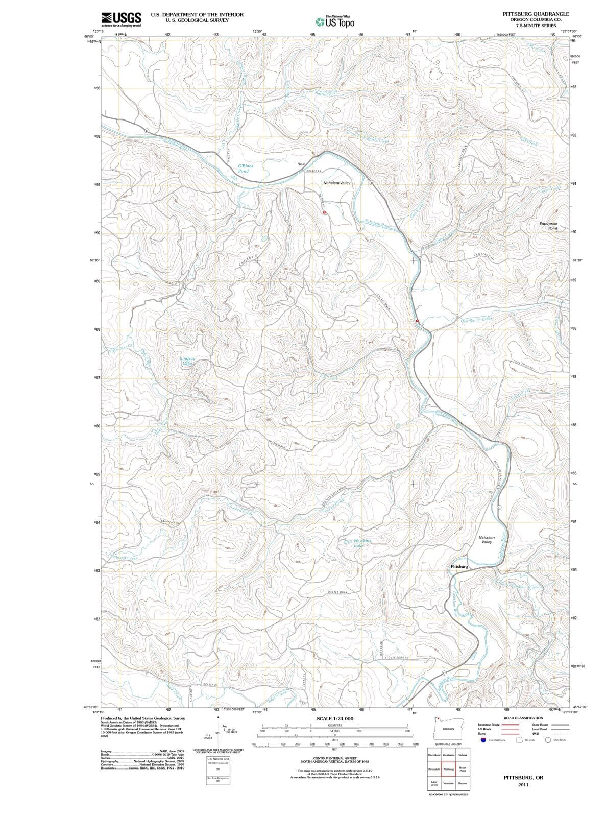 2011 Pittsburg, OR - Oregon - USGS Topographic Map