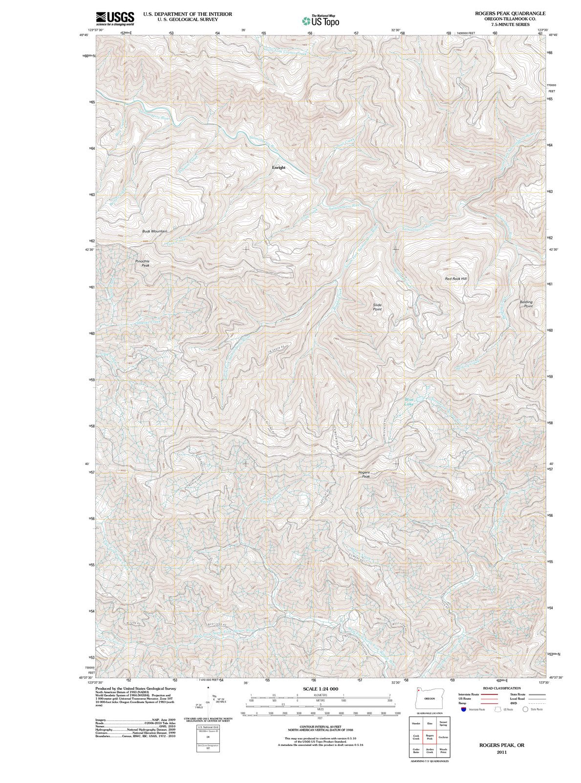 2011 Rogers Peak, OR - Oregon - USGS Topographic Map