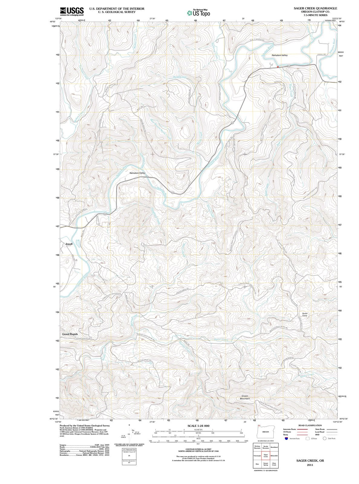 2011 Sager Creek, OR - Oregon - USGS Topographic Map