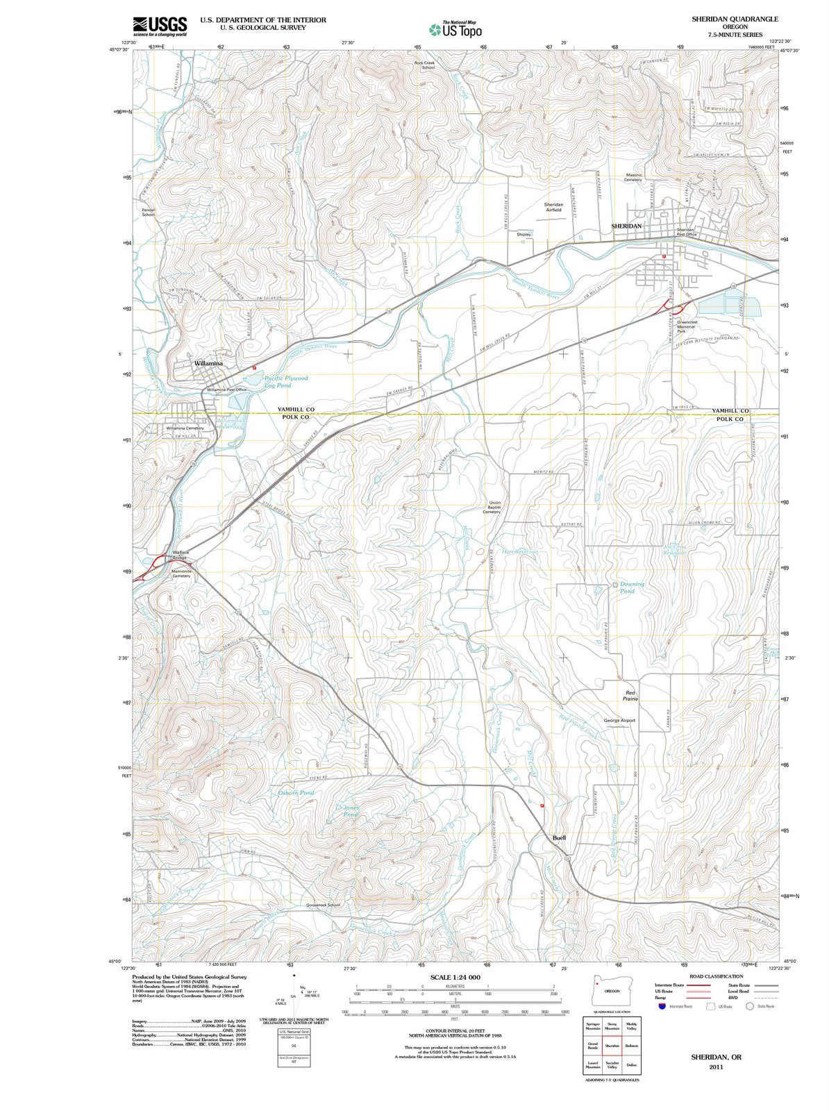 2011 Sheridan, OR - Oregon - USGS Topographic Map