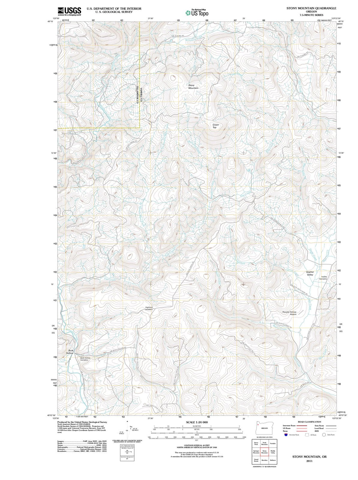 2011 Stony Mountain, OR - Oregon - USGS Topographic Map