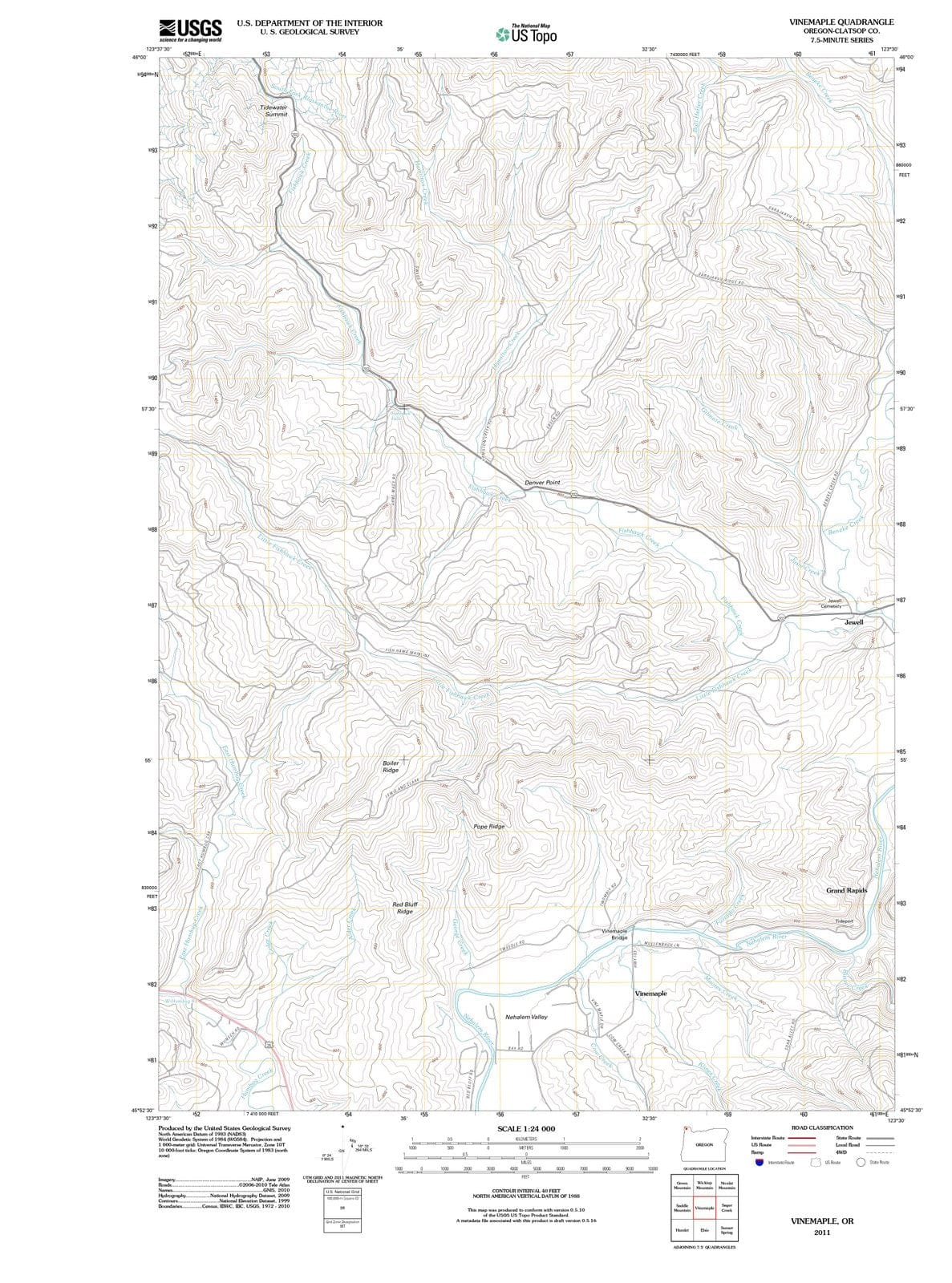 2011 Vinemaple, OR - Oregon - USGS Topographic Map