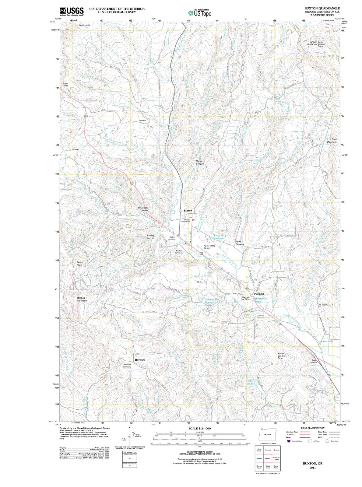 2011 Buxton, OR - Oregon - USGS Topographic Map