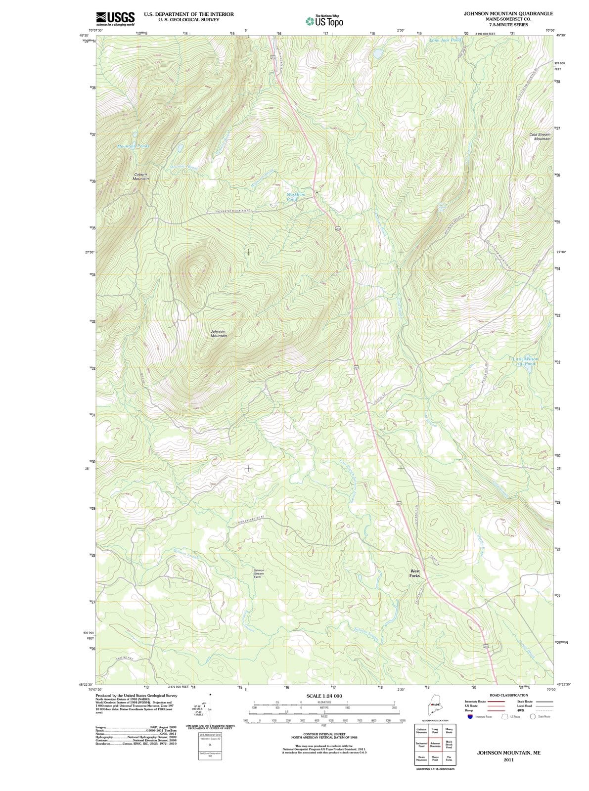 2011 Johnson Mountain, ME - Maine - USGS Topographic Map