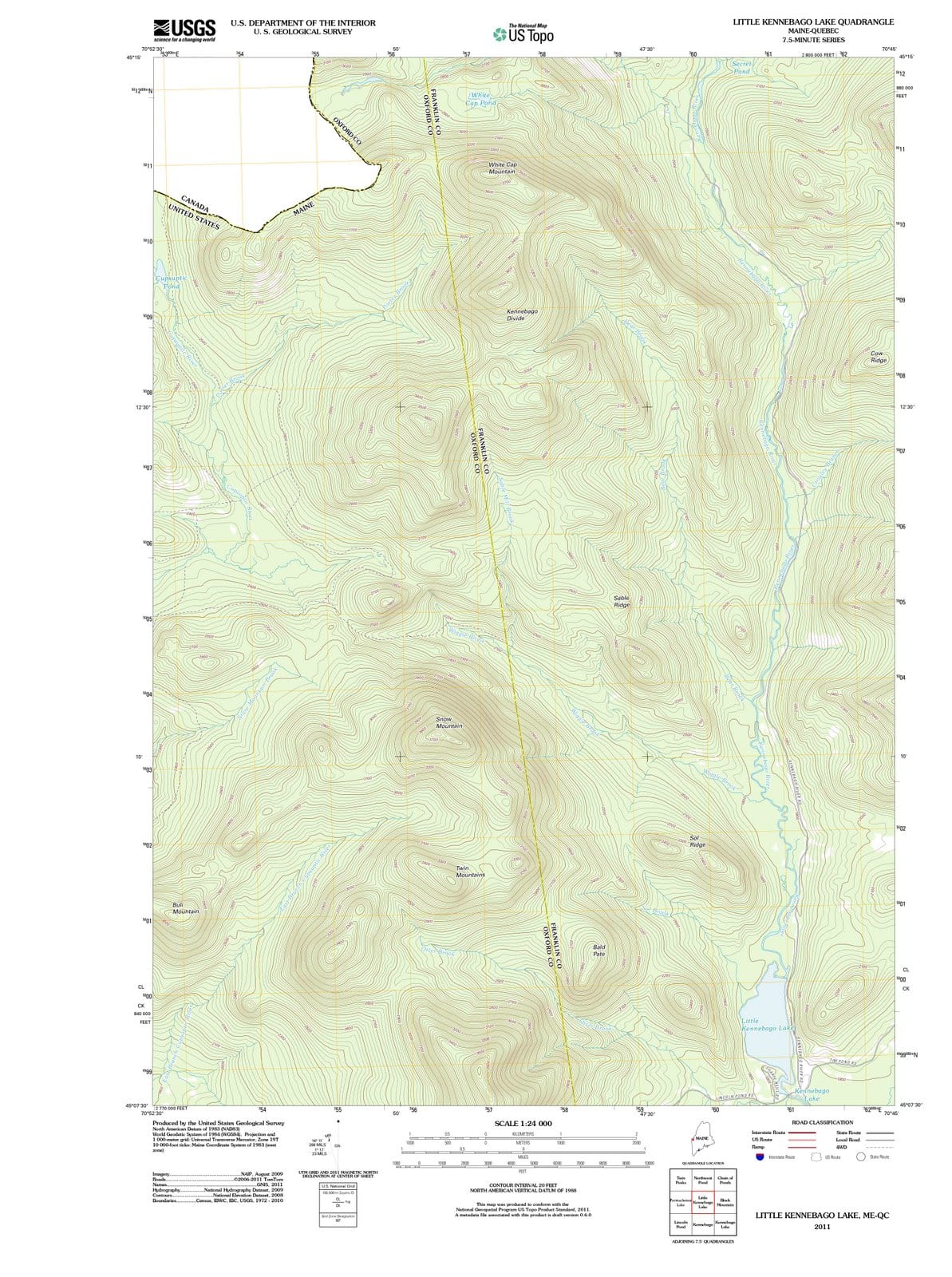 2011 Little Kennebago Lake, ME - Maine - USGS Topographic Map