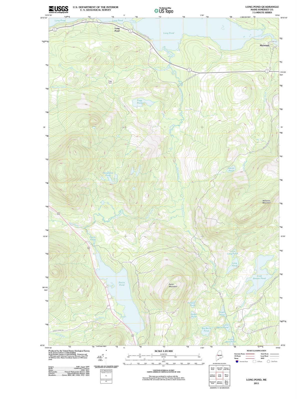 2011 Long Pond, ME - Maine - USGS Topographic Map