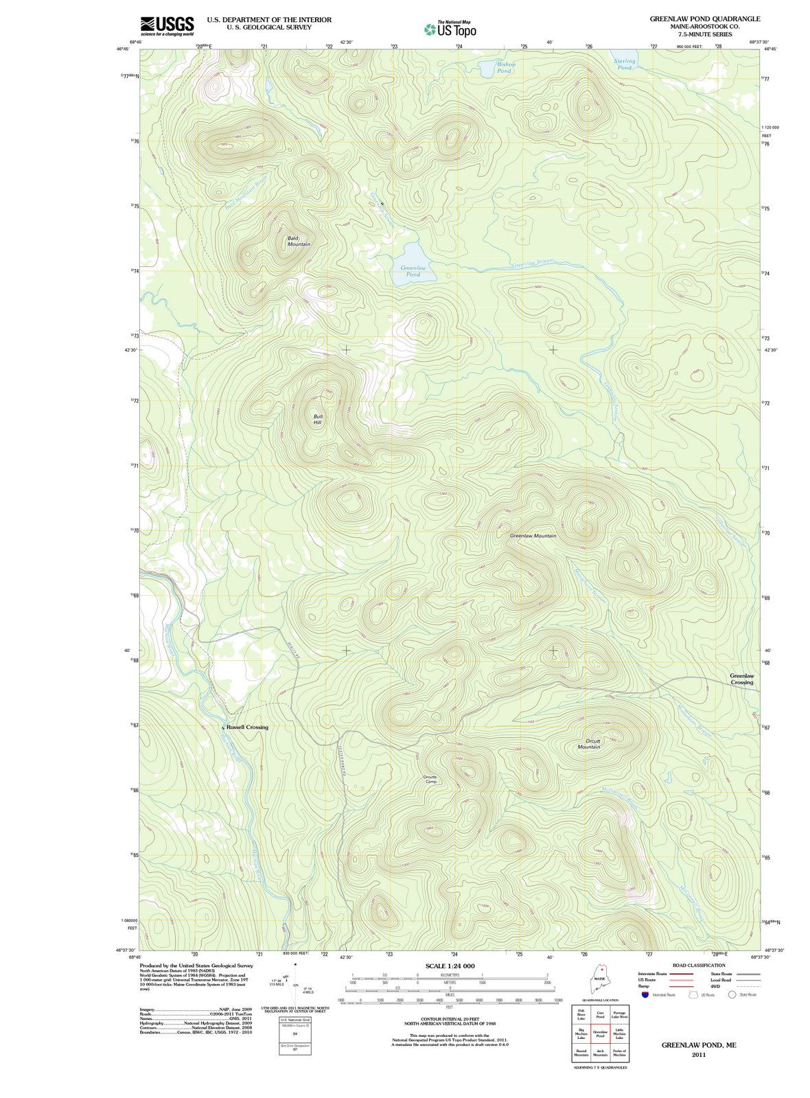 2011 Greenlaw Pond, ME - Maine - USGS Topographic Map