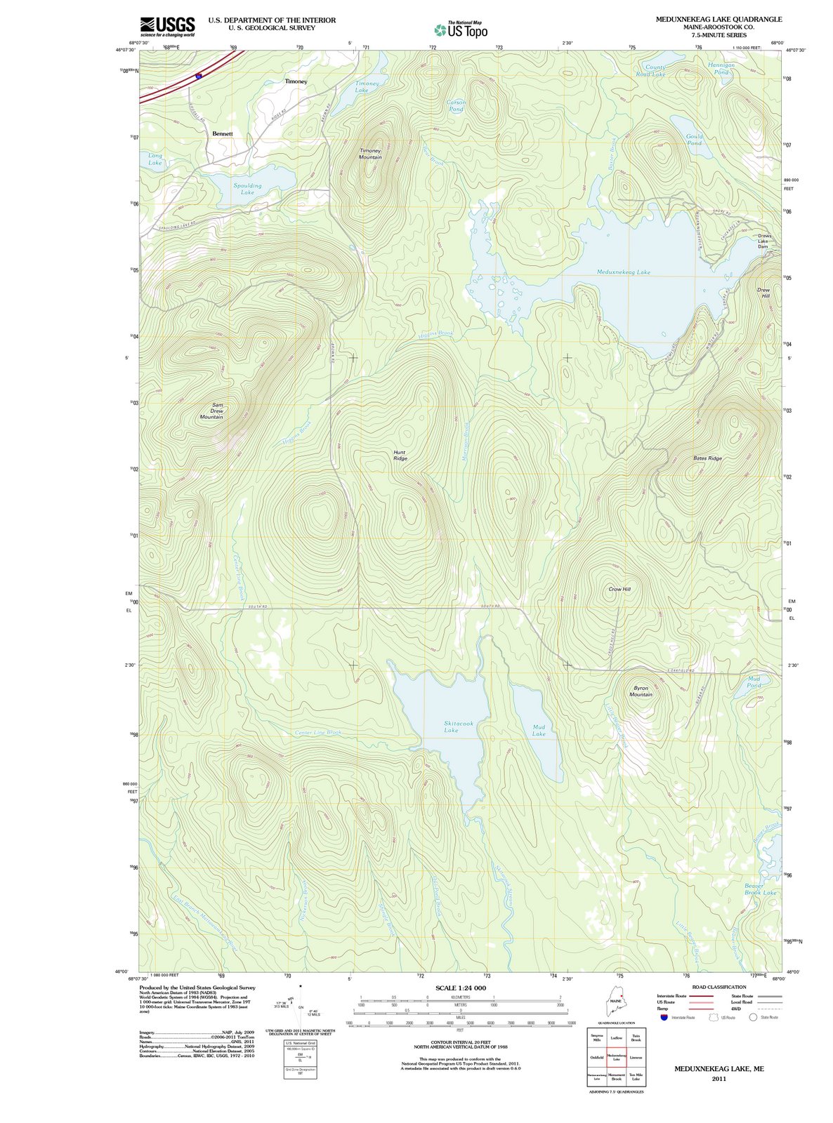 2011 Meduxnekeag Lake, ME - Maine - USGS Topographic Map