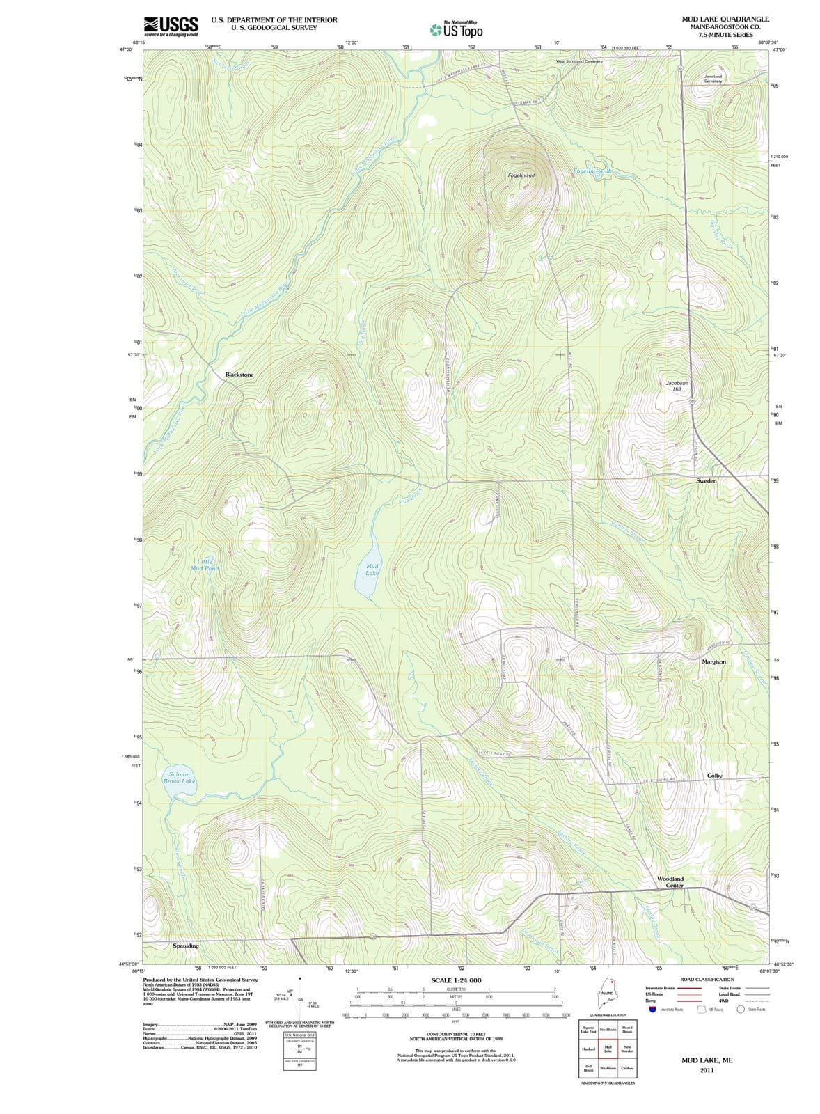 2011 Mud Lake, ME - Maine - USGS Topographic Map