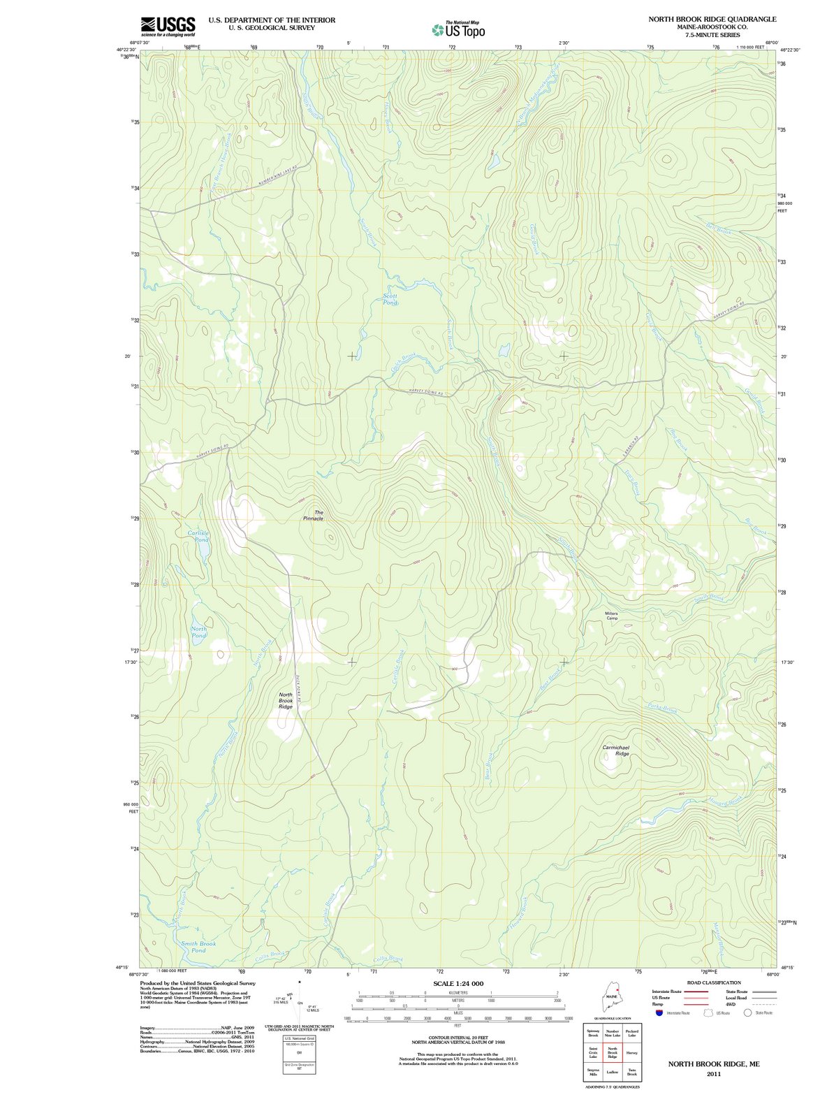 2011 North Brook Ridge, ME - Maine - USGS Topographic Map