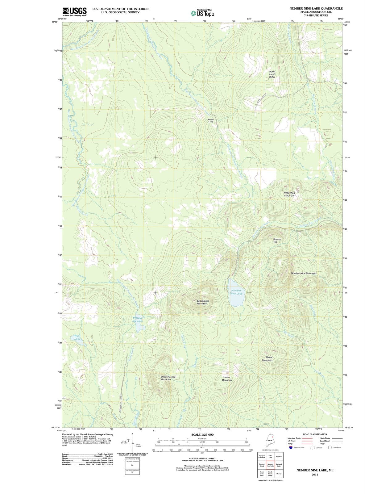 2011 Number Nine Lake, ME - Maine - USGS Topographic Map