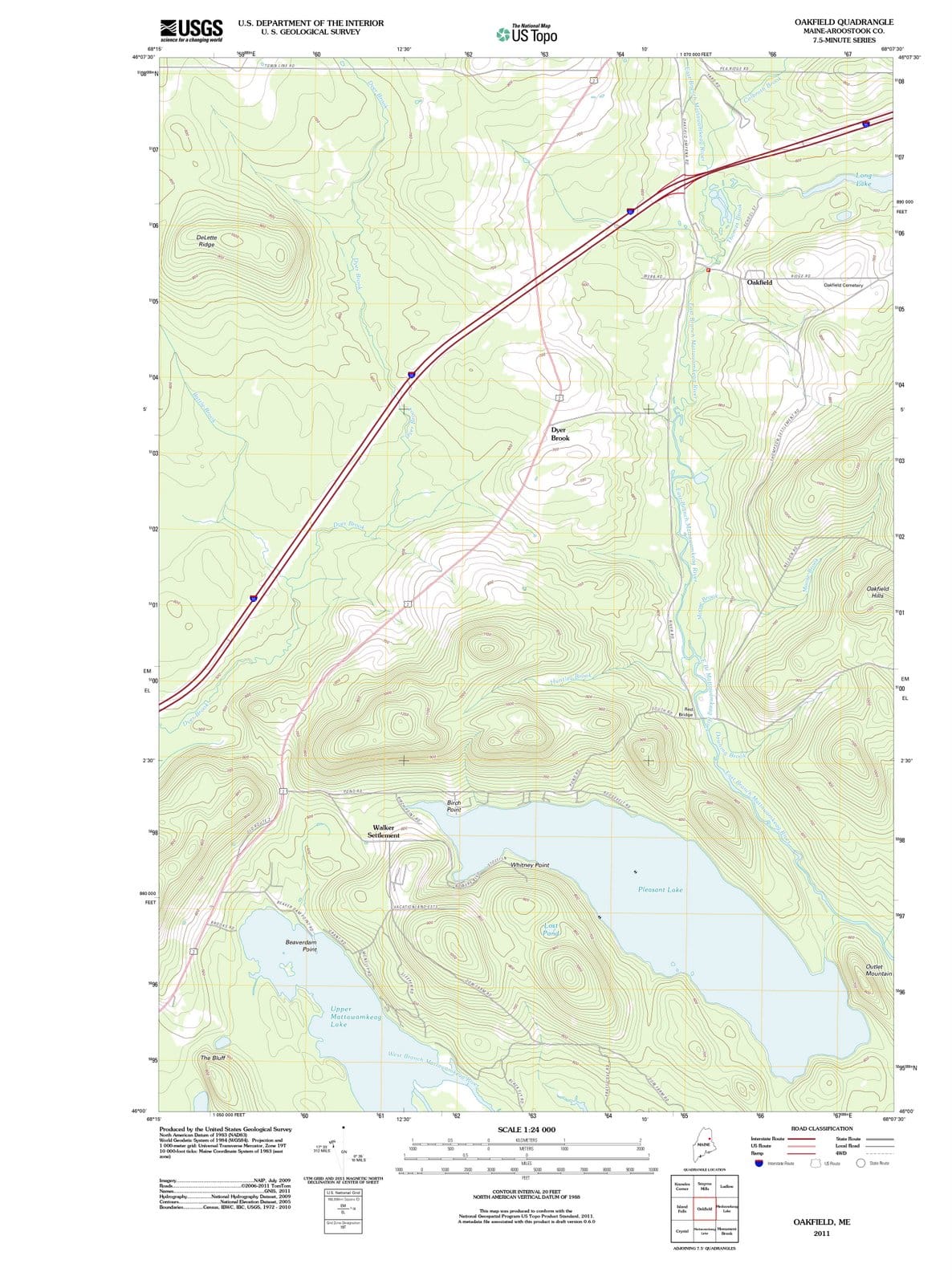 2011 Oakfield, ME - Maine - USGS Topographic Map