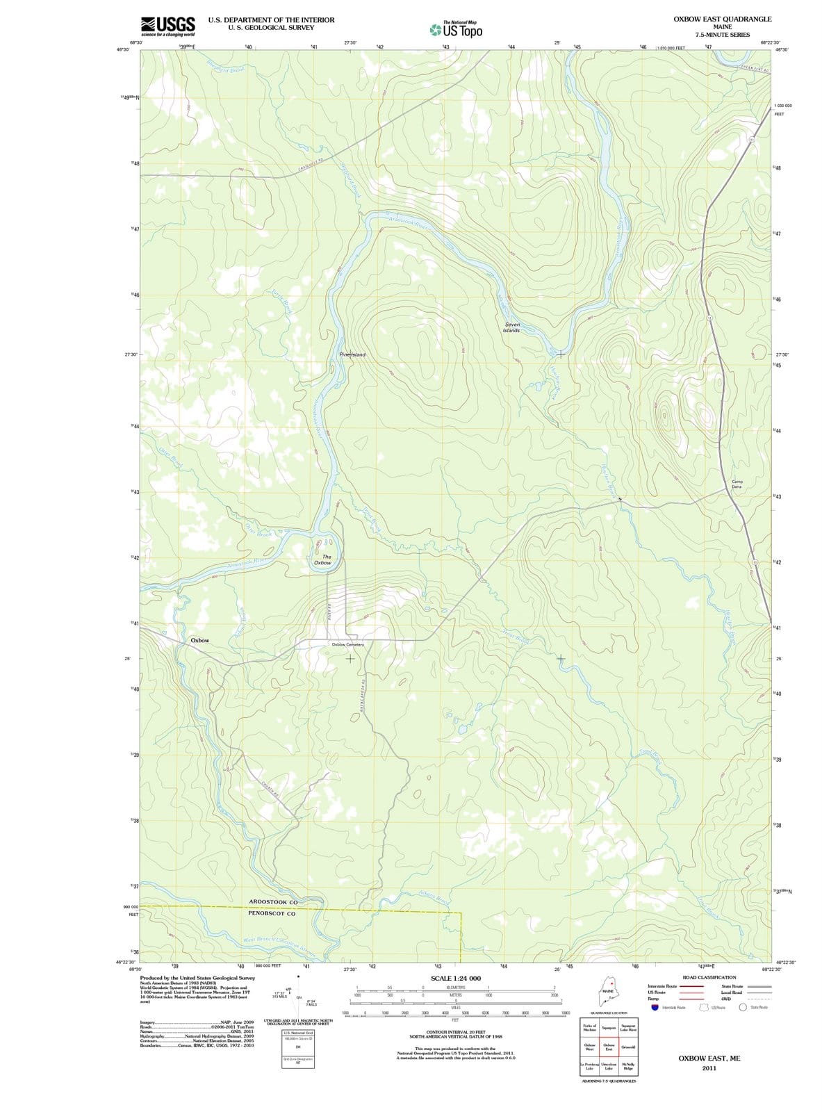 2011 Oxbow East, ME - Maine - USGS Topographic Map
