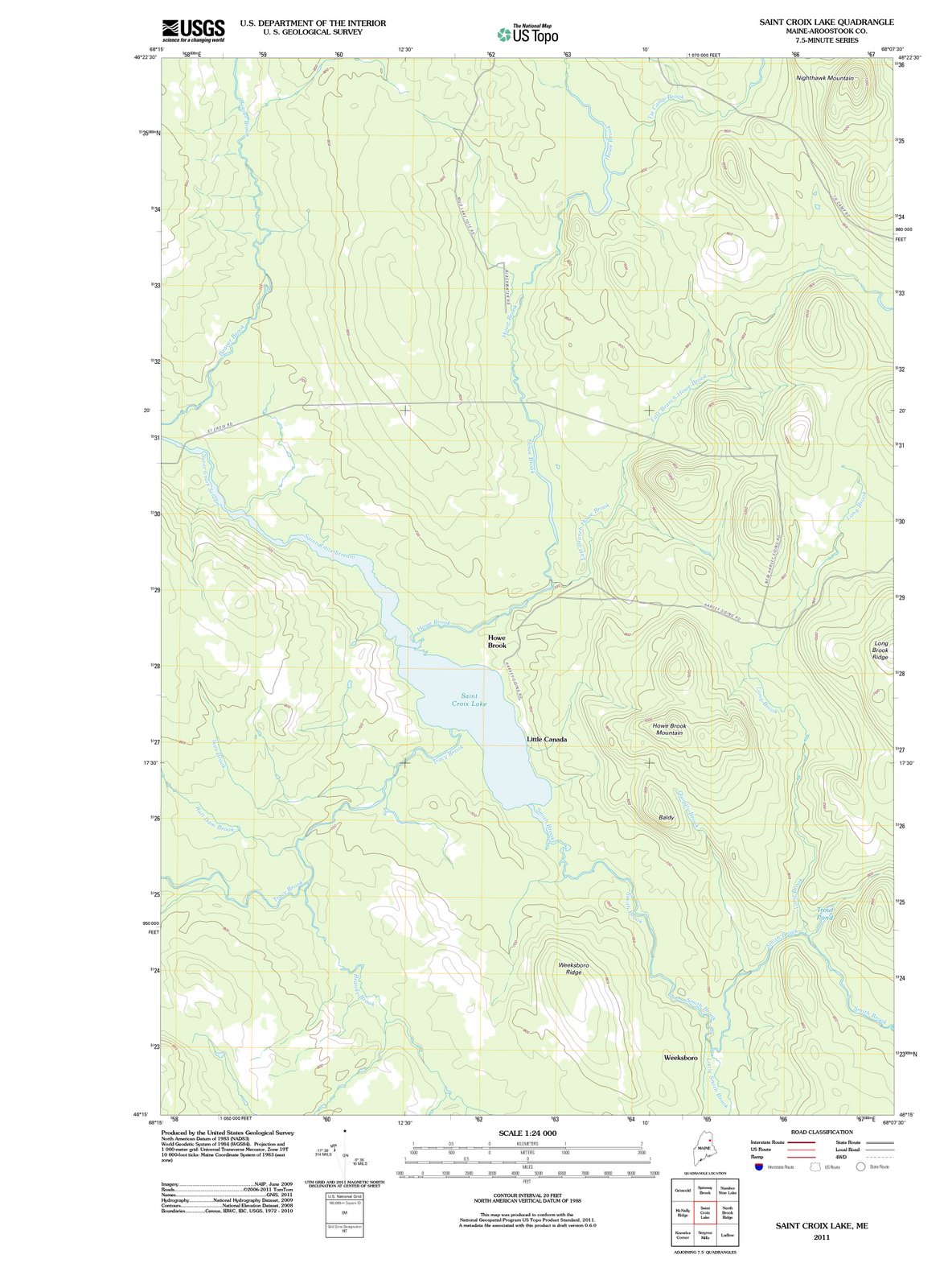 2011 Saint Croix Lake, ME - Maine - USGS Topographic Map