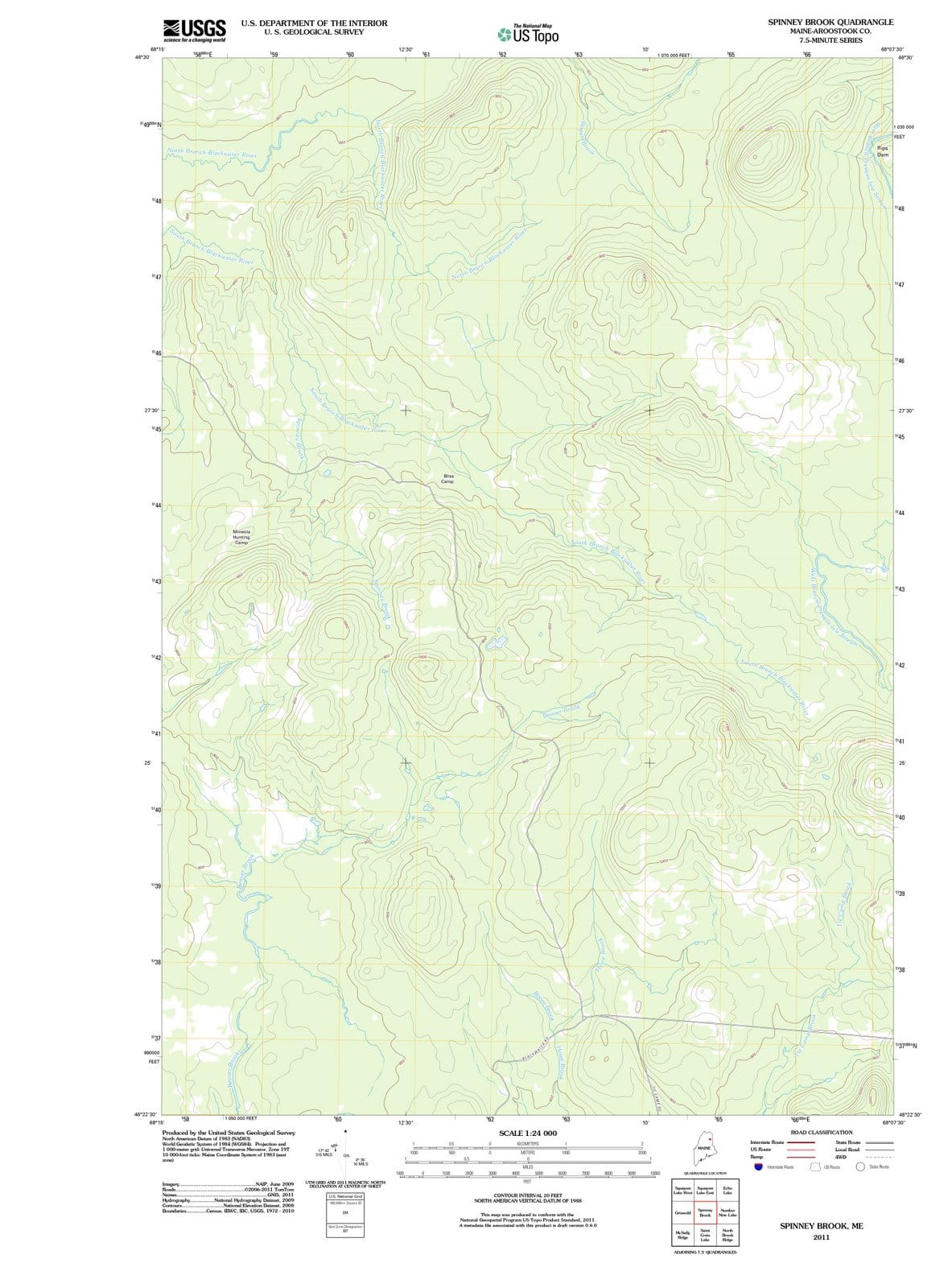 2011 Spinney Brook, ME - Maine - USGS Topographic Map