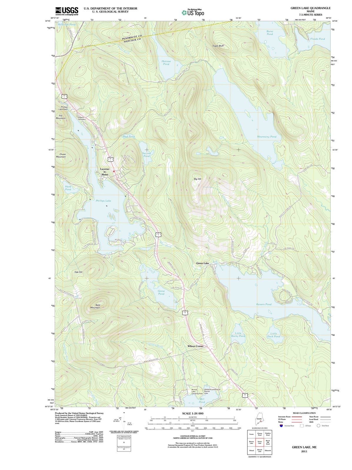 2011 Green Lake, ME - Maine - USGS Topographic Map