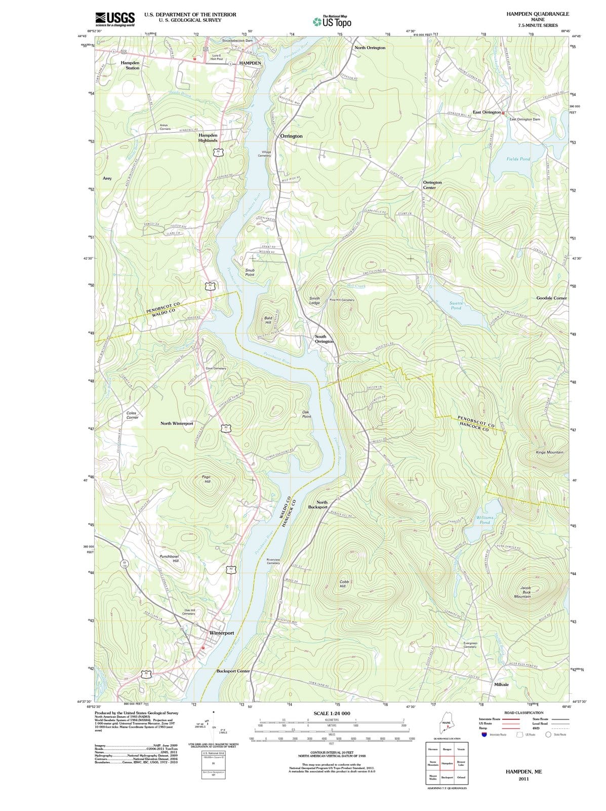 2011 Hampden, ME - Maine - USGS Topographic Map