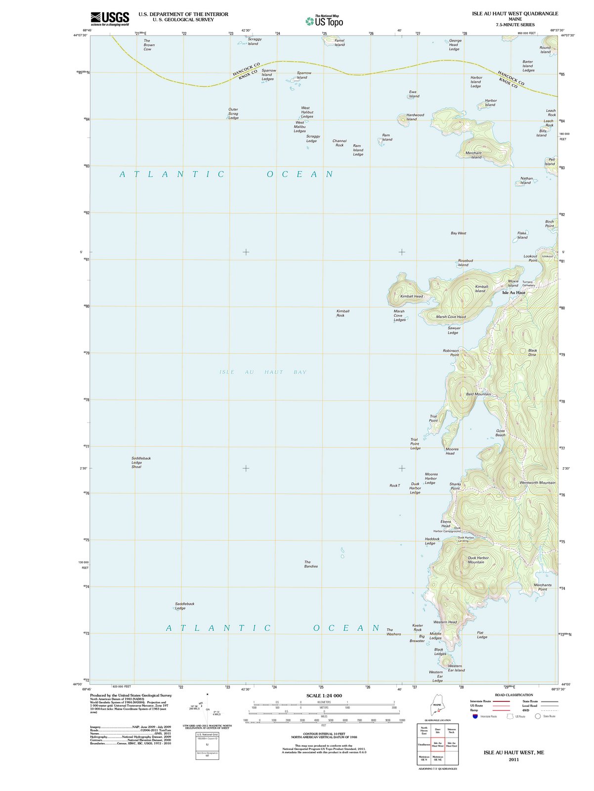 2011 Isle Au Haut West, ME - Maine - USGS Topographic Map