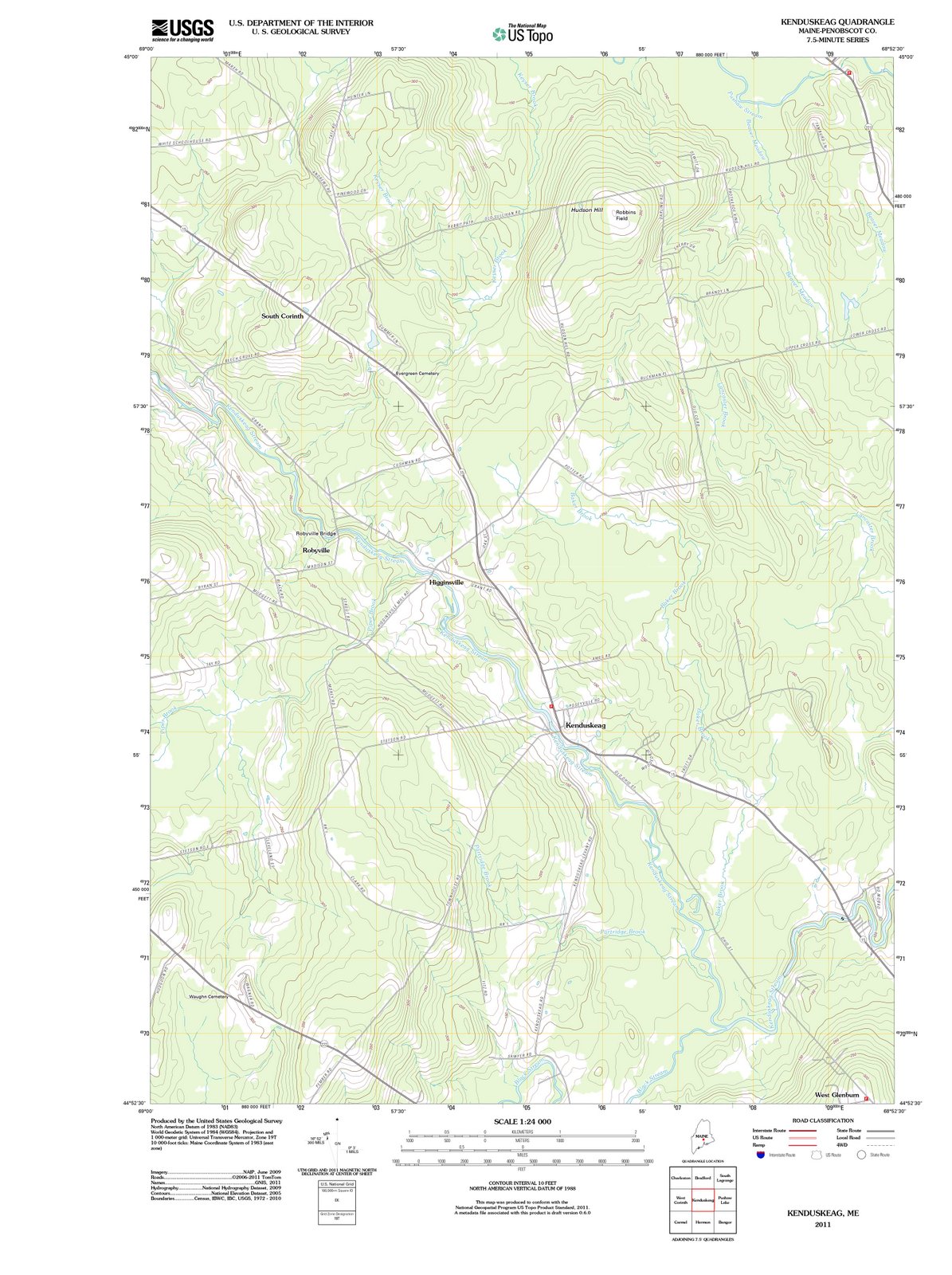 2011 Kenduskeag, ME - Maine - USGS Topographic Map