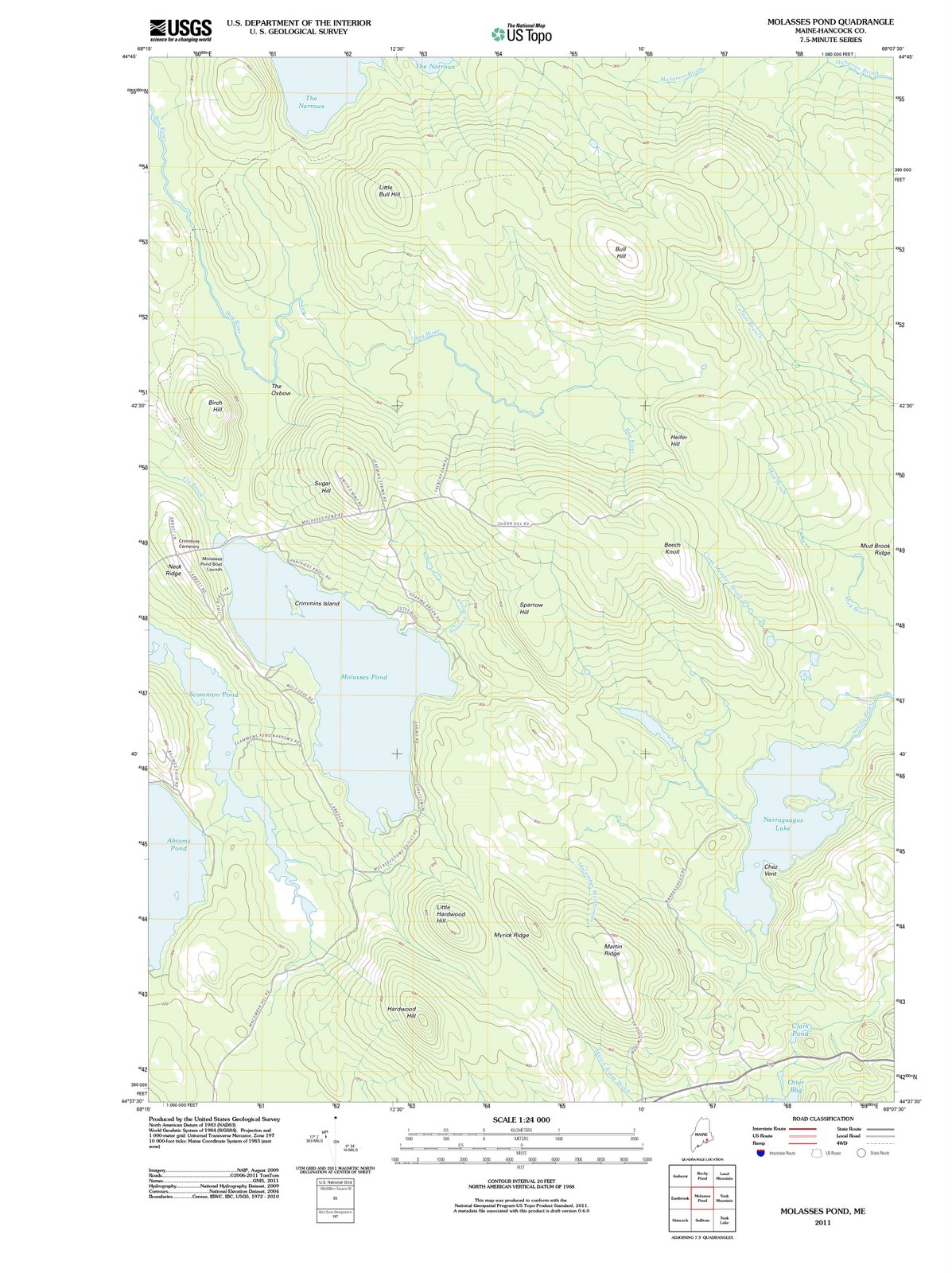 2011 Molasses Pond, ME - Maine - USGS Topographic Map