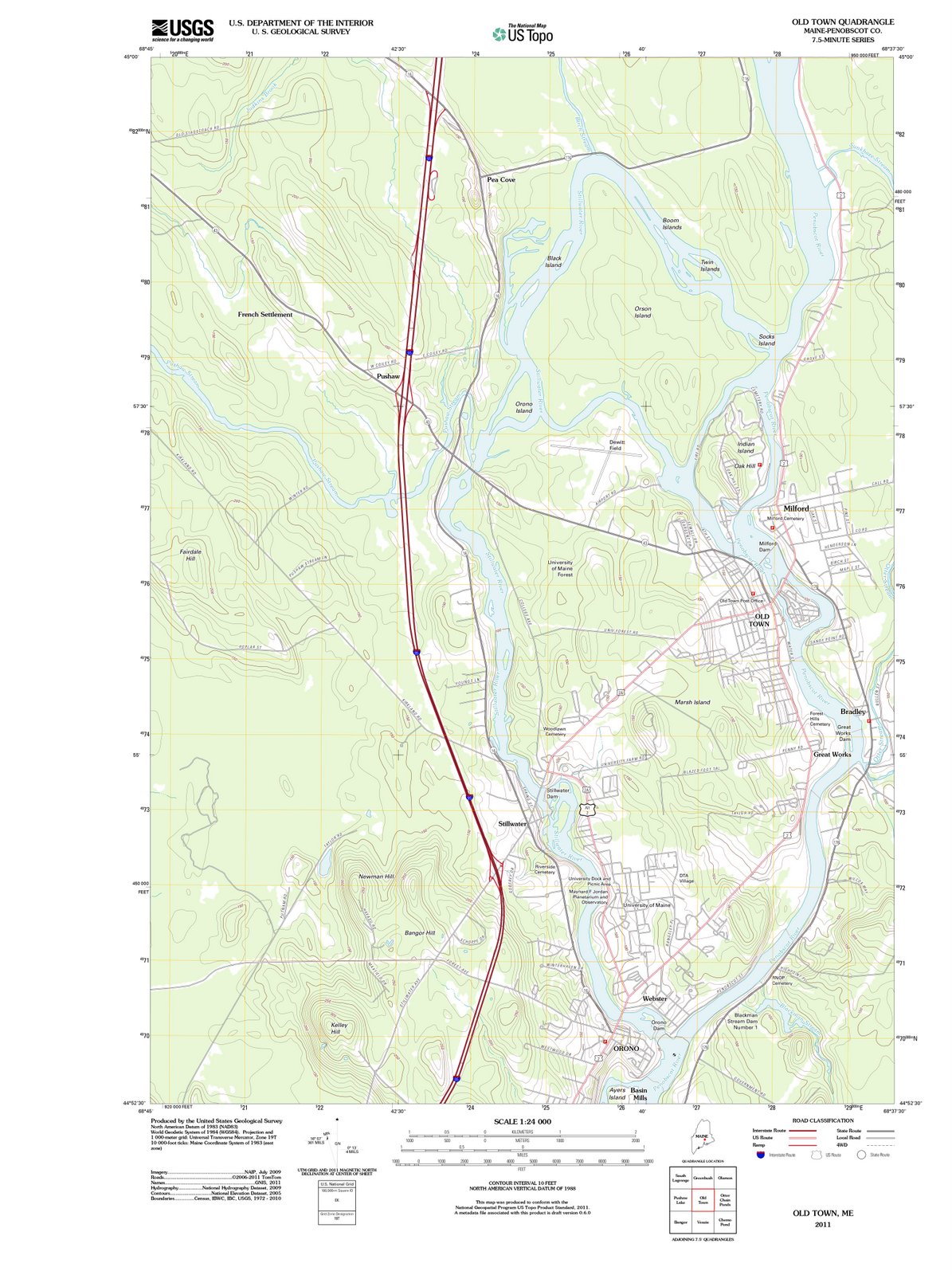2011 Old Town, ME - Maine - USGS Topographic Map