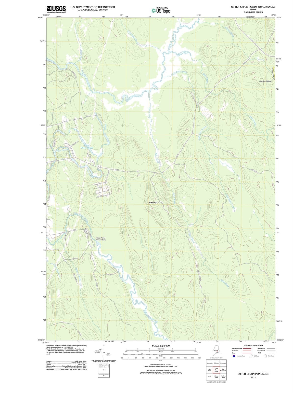 2011 Otter Chain Ponds, ME - Maine - USGS Topographic Map