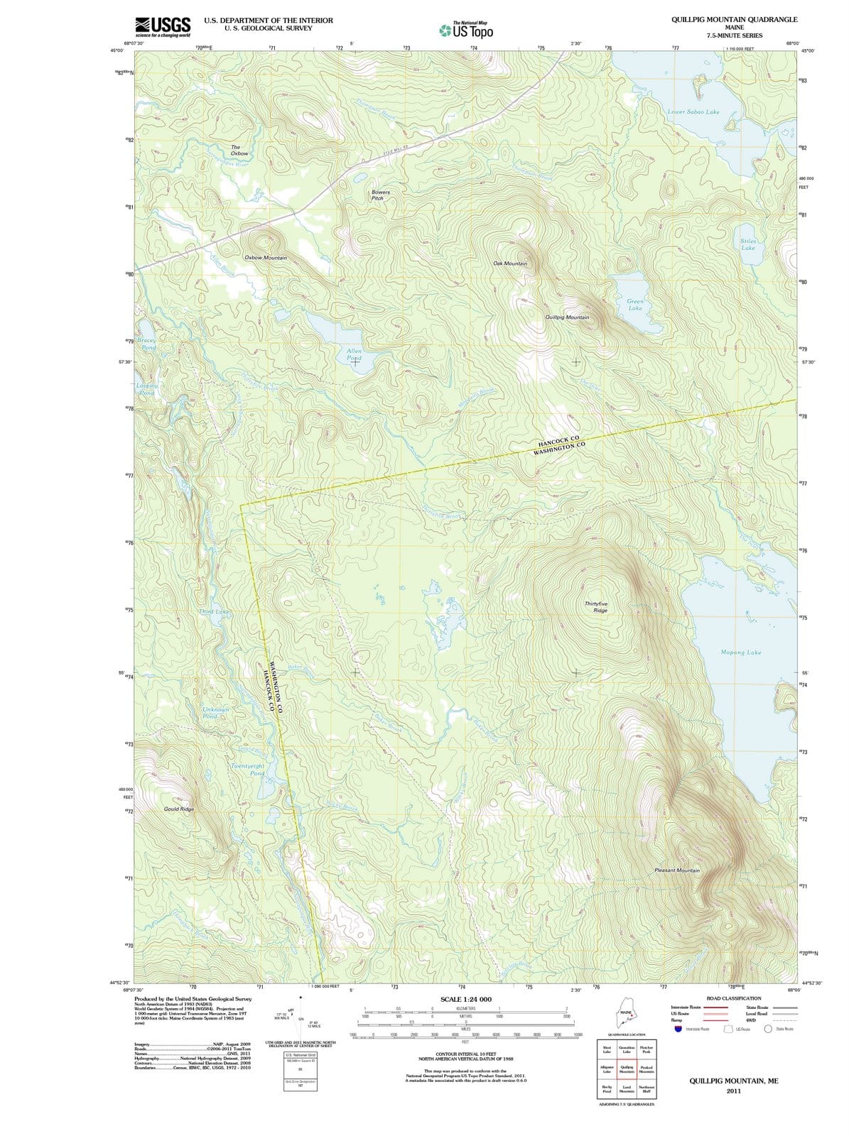 2011 Quillpig Mountain, ME - Maine - USGS Topographic Map