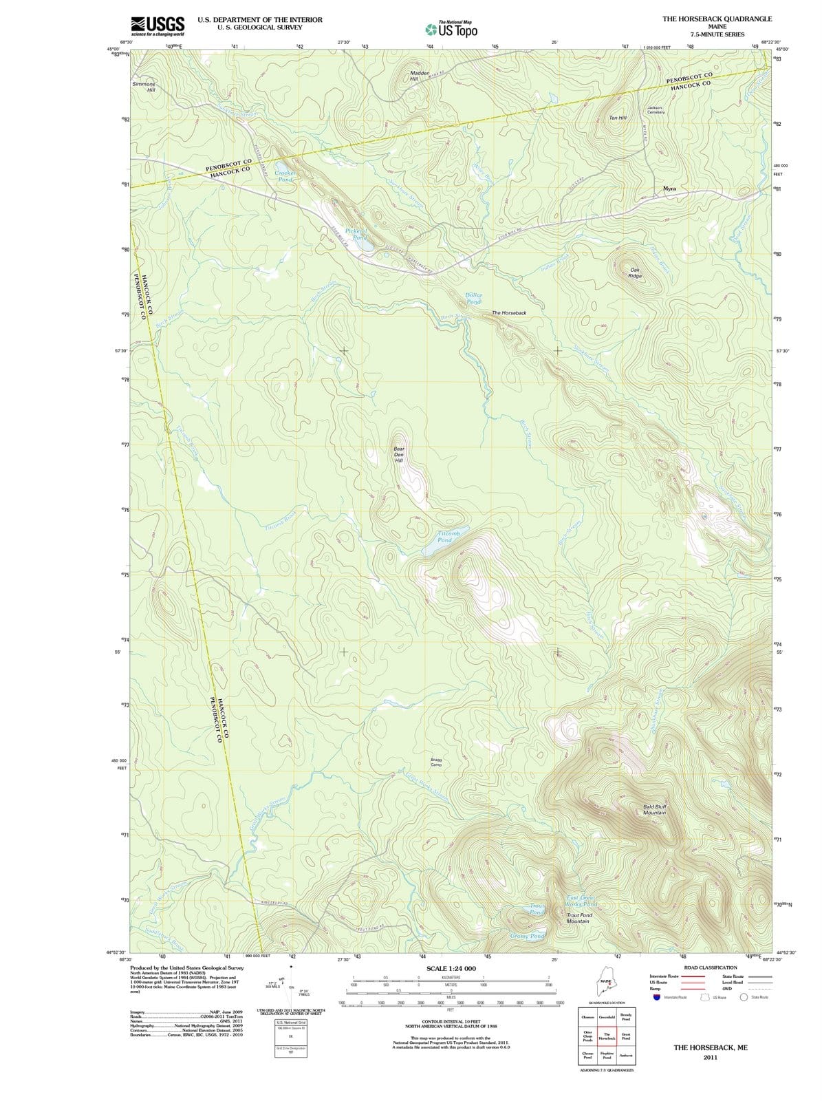 2011 The Horseback, ME - Maine - USGS Topographic Map