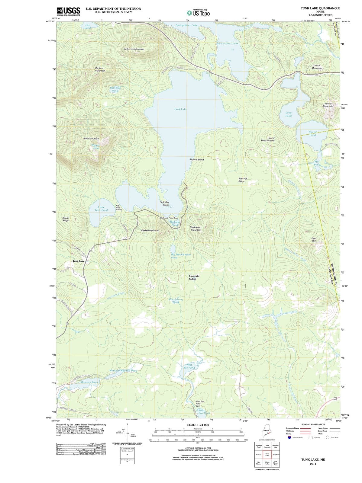 2011 Tunk Lake, ME - Maine - USGS Topographic Map