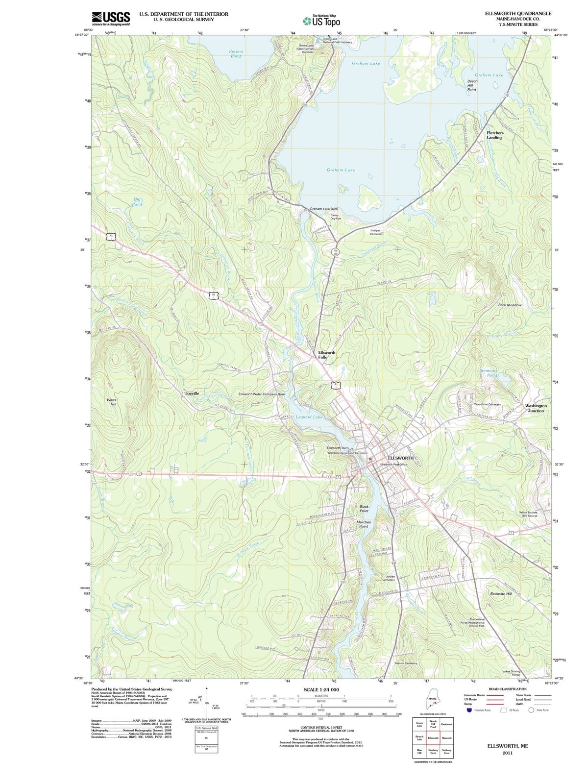 2011 Ellsworth, ME - Maine - USGS Topographic Map