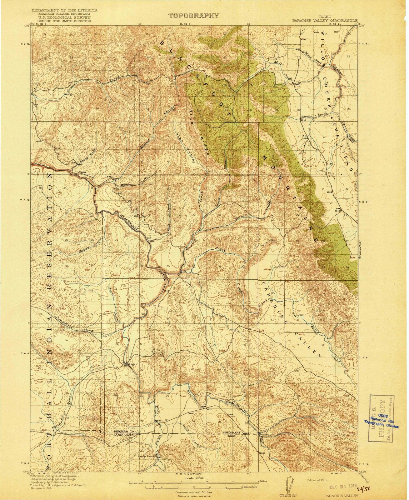 1918 Paradise Valley, ID - Idaho - USGS Topographic Map