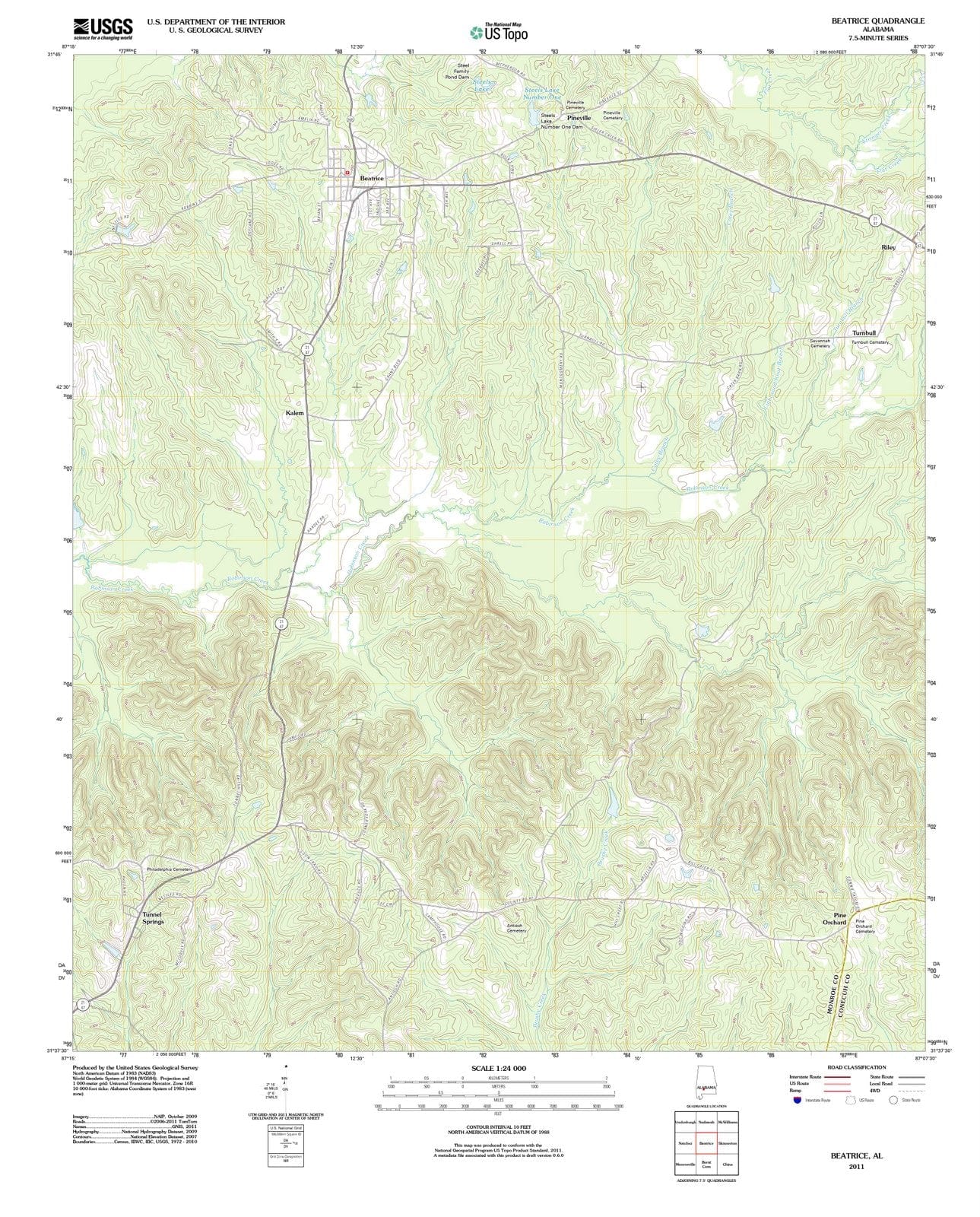 2011 Beatrice, AL - Alabama - USGS Topographic Map