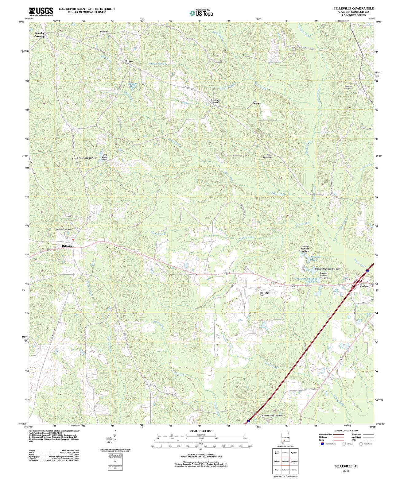 2011 Belleville, AL - Alabama - USGS Topographic Map