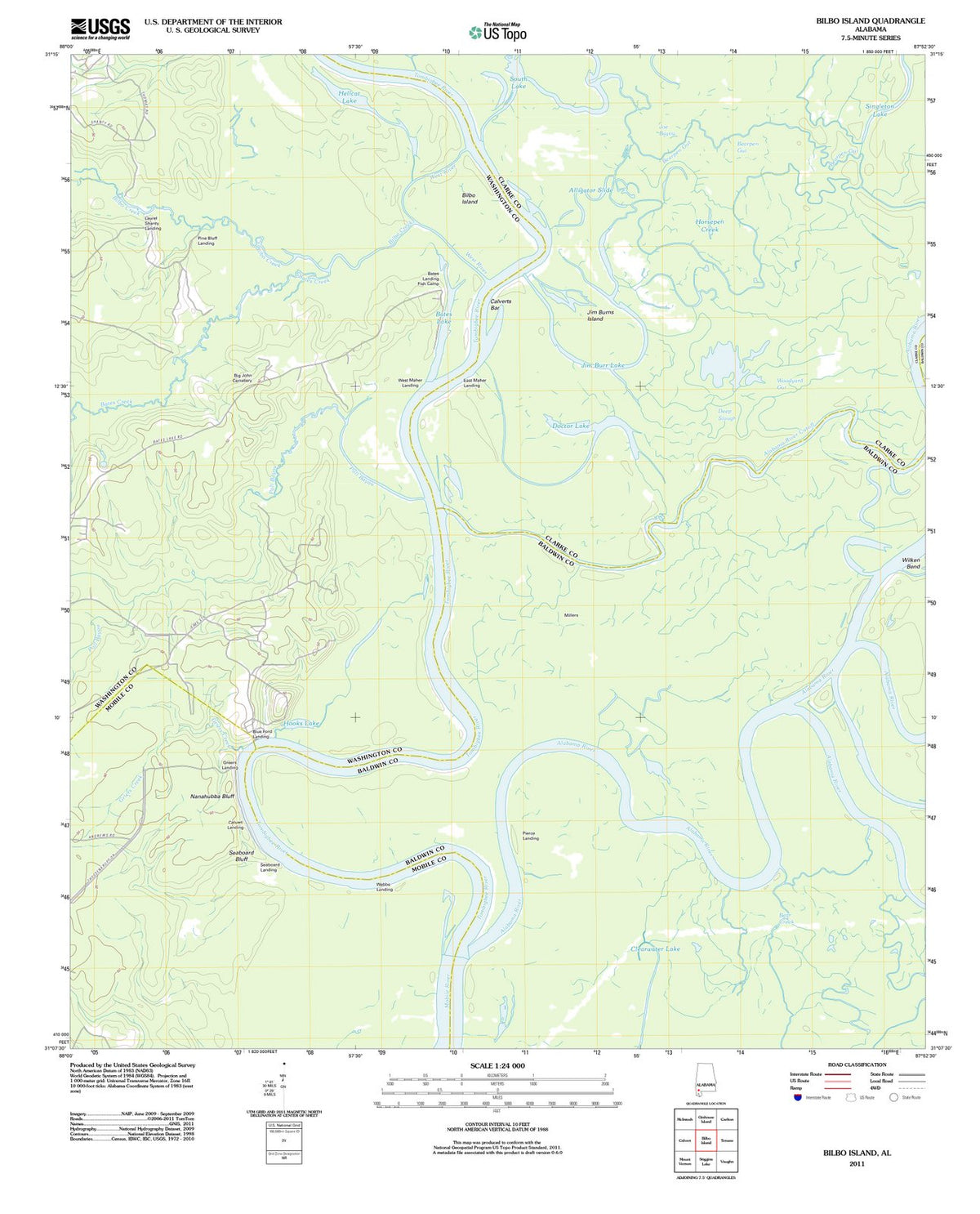 2011 Bilbo Island, AL - Alabama - USGS Topographic Map