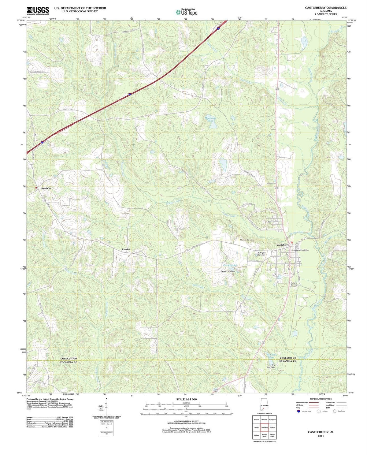 2011 Castleberry, AL - Alabama - USGS Topographic Map