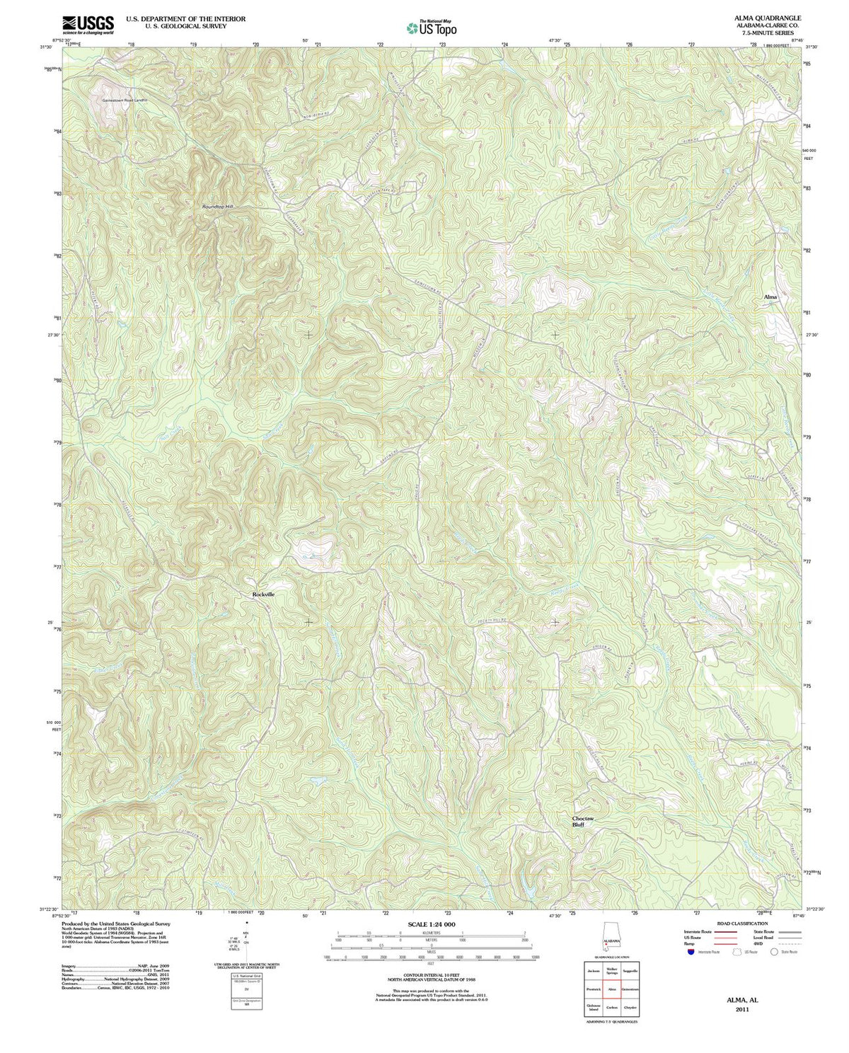 2011 Alma, AL - Alabama - USGS Topographic Map