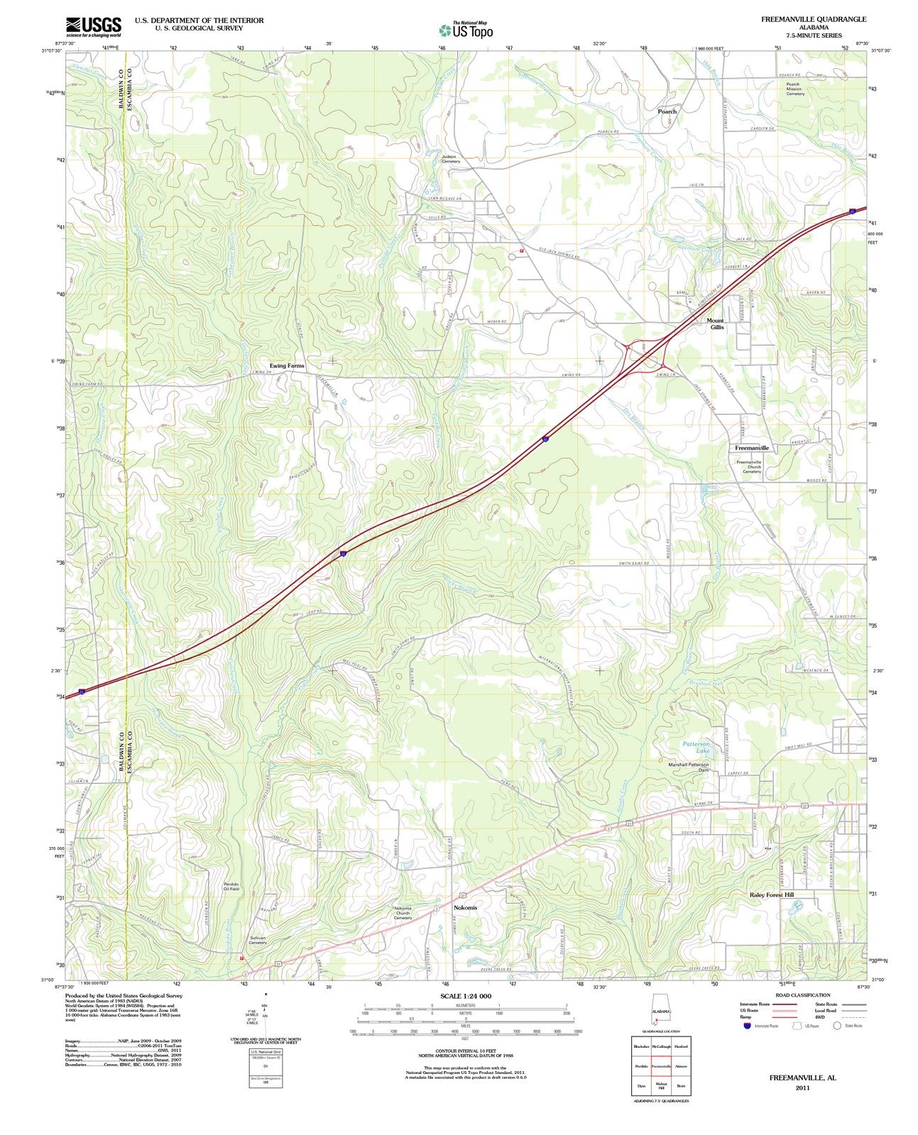 2011 Freemanville, AL - Alabama - USGS Topographic Map