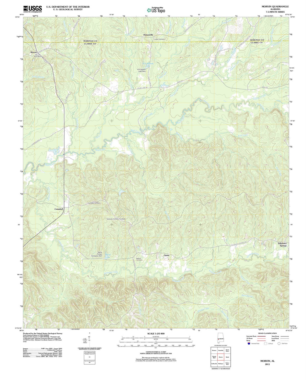 2011 Morvin, AL - Alabama - USGS Topographic Map