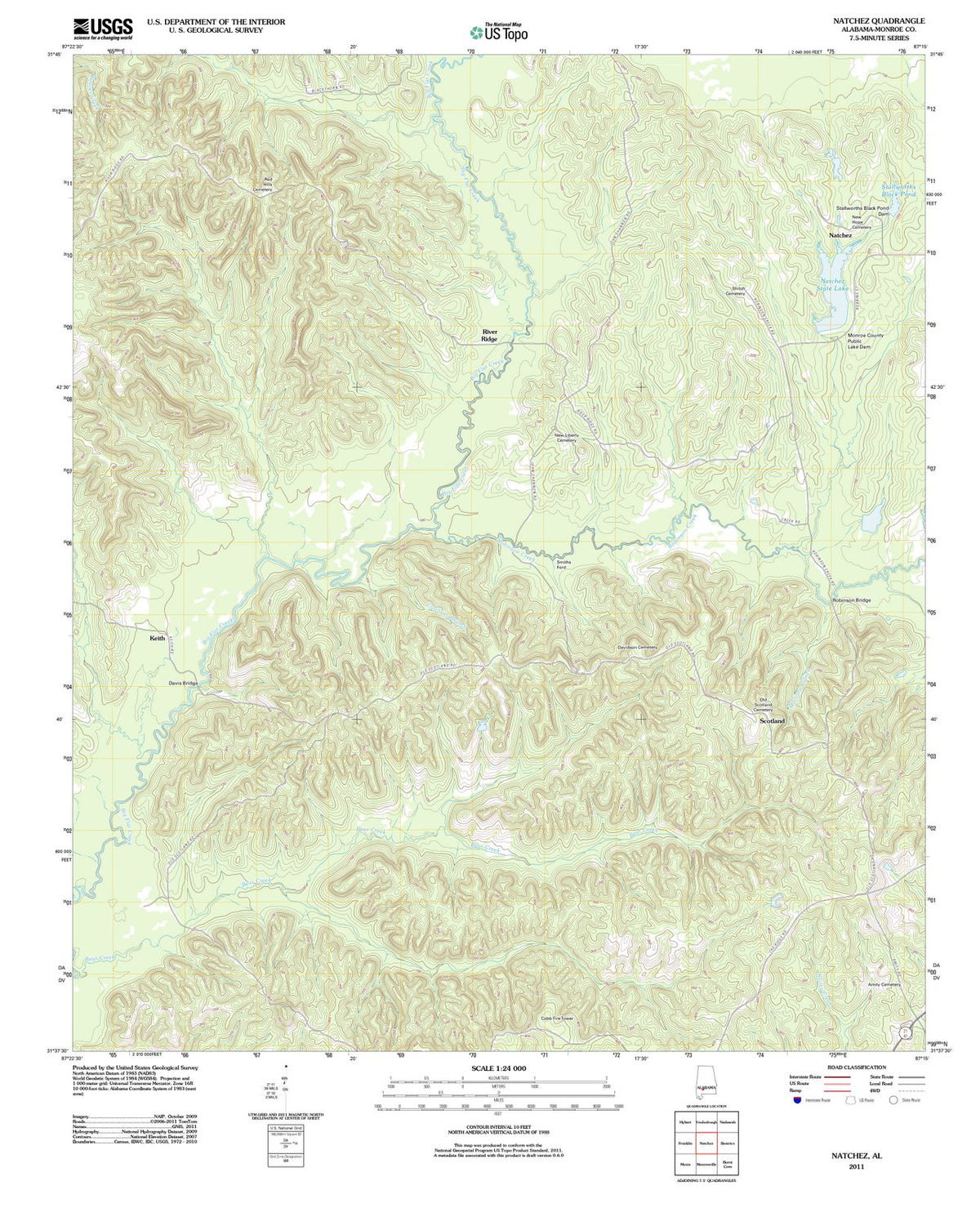 2011 Natchez, AL - Alabama - USGS Topographic Map