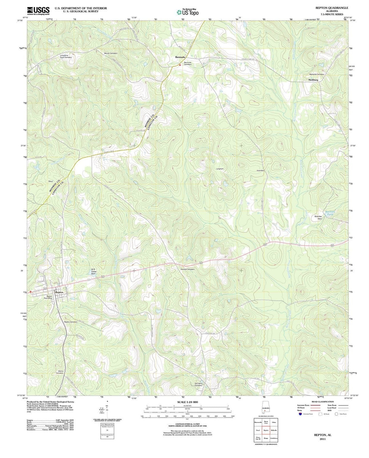 2011 Repton, AL - Alabama - USGS Topographic Map