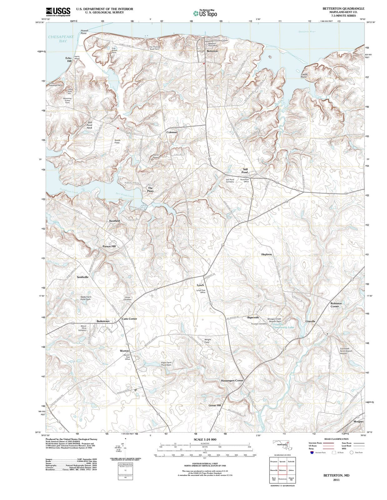 2011 Betterton, MD - Maryland - USGS Topographic Map