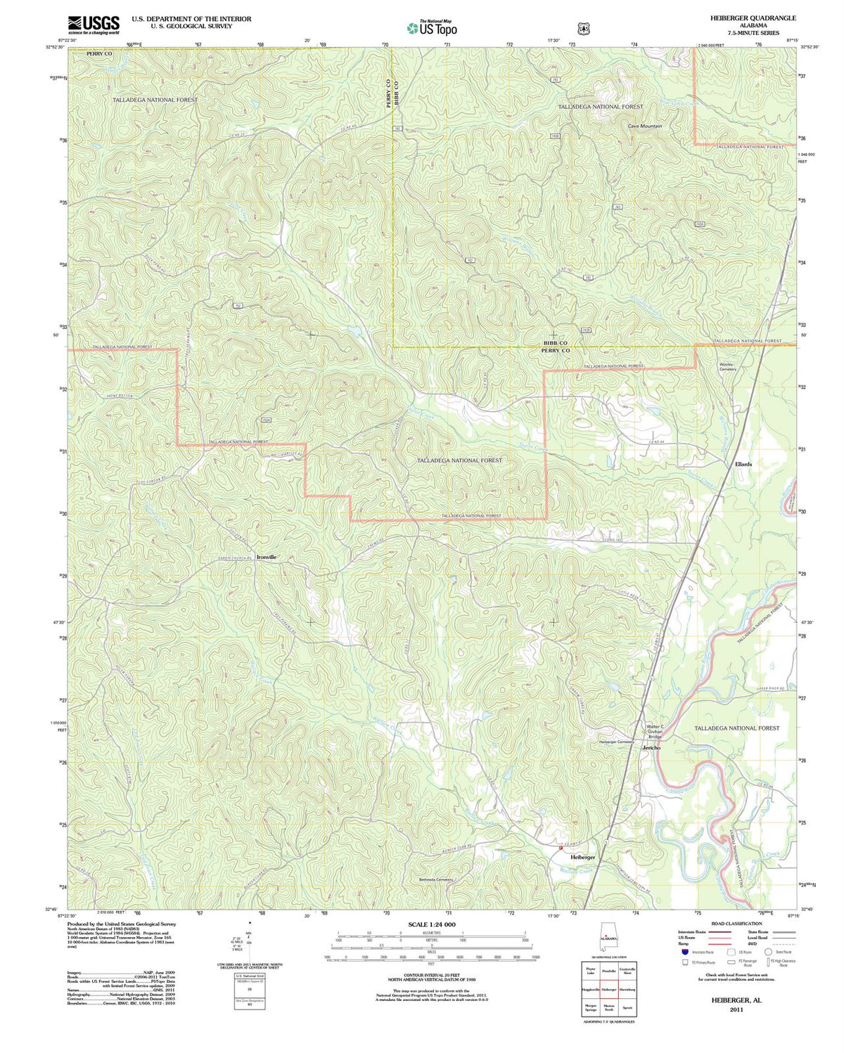 2011 Heiberger, AL - Alabama - USGS Topographic Map