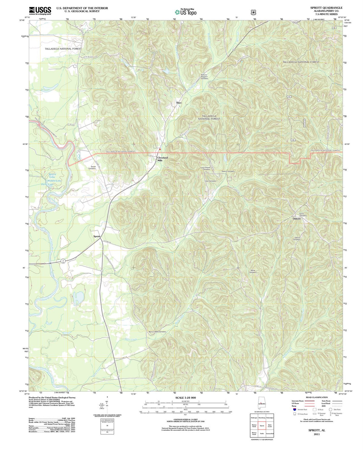 2011 Sprott, AL - Alabama - USGS Topographic Map