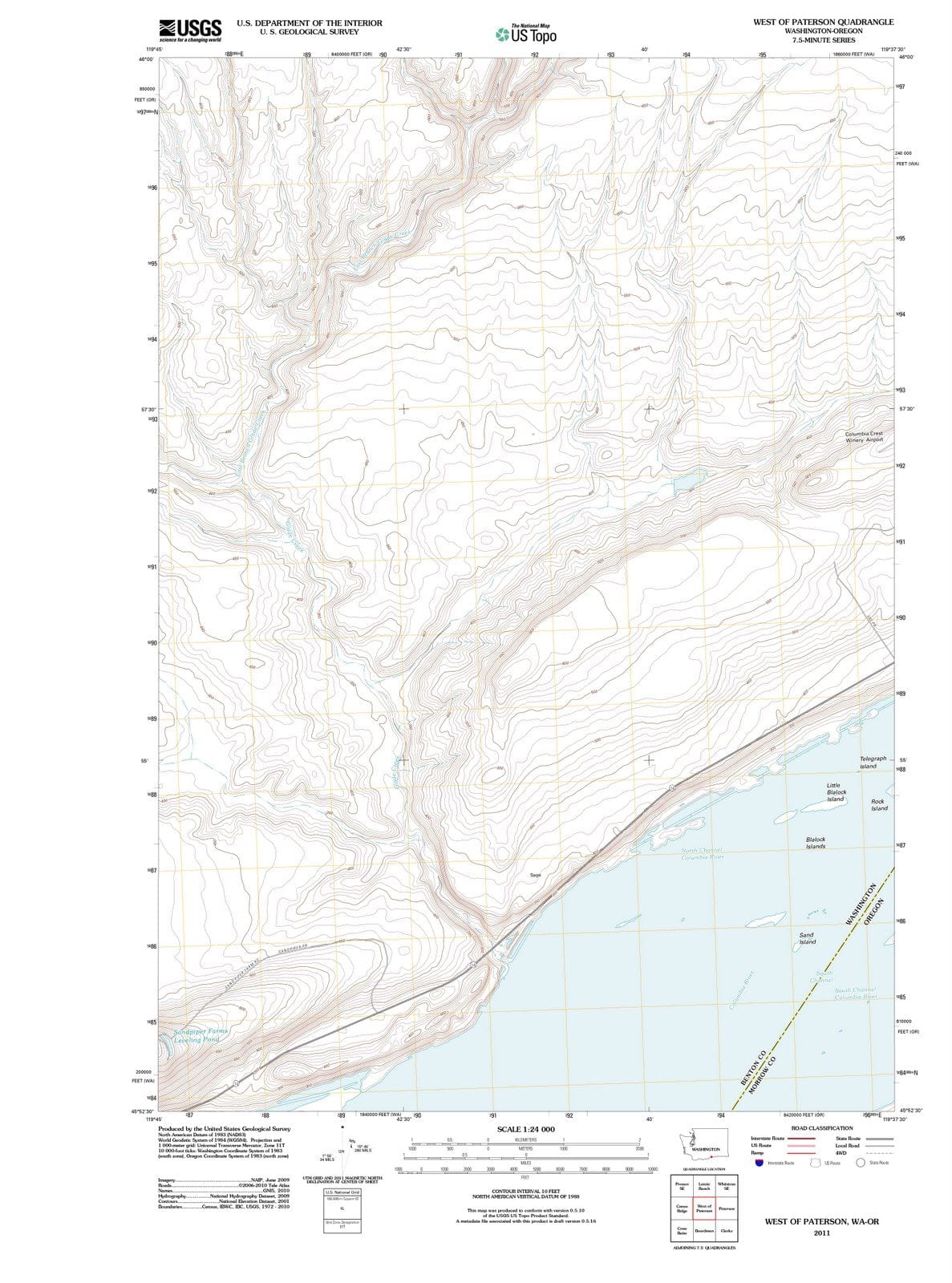 2011 West of Paterson, WA - Washington - USGS Topographic Map